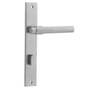 IVER Helsinki Door Lever Handle On Rectangular Backplate | Privacy Lever Set Only | 7 Finishes - Brushed Chrome