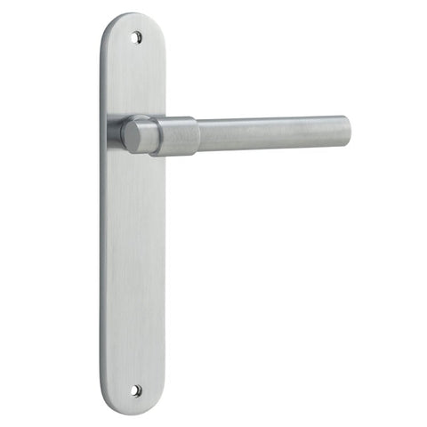 Iver Helsinki Solid Brass Door Lever on Oval Backplate | Passage Lever Set Only | 7 Finishes - Brushed Chrome