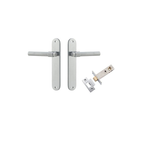 Iver Helsinki Solid Brass Door Lever on Oval Backplate | Passage Kit | 7 Finishes - Brushed Chrome
