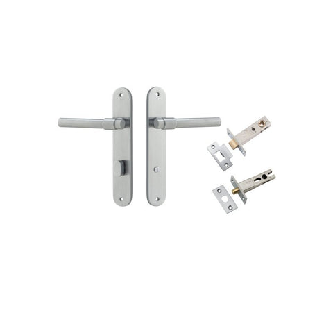 Iver Helsinki Solid Brass Door Lever on Oval Backplate | Separate Privacy Kit | 7 Finishes - Brushed Chrome
