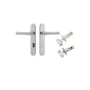 Iver Helsinki Solid Brass Door Lever on Oval Backplate | Separate Privacy Kit | 7 Finishes - Brushed Chrome