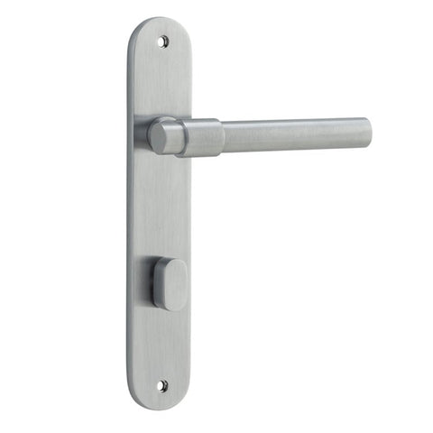 Iver Helsinki Solid Brass Door Lever on Oval Backplate | Privacy Lever Set Only | 7 Finishes - Brushed Chrome
