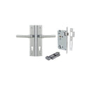 IVER Helsinki Door Lever Handle On Stepped Backplate | Entrance Kit (Key/Thumb) | 7 Finishes - Brushed Chrome