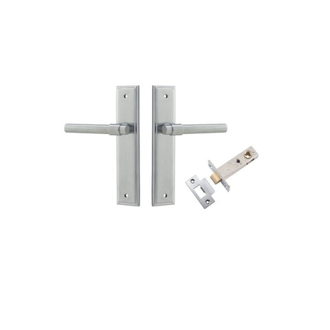 IVER Helsinki Door Lever Handle On Stepped Backplate | Passage Kit | 7 Finishes - Brushed Chrome