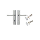 IVER Helsinki Door Lever Handle On Stepped Backplate | Separate Privacy Kit | 7 Finishes - Brushed Chrome