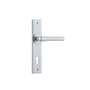 IVER Helsinki Door Lever Handle On Chamfered Backplate | Entrance Lever Set Only | 7 Finishes - Brushed Chrome