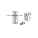 IVER Helsinki Door Lever Handle On Chamfered Backplate | Entrance Kit (Key/Key) | 7 Finishes - Brushed Chrome