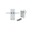IVER Helsinki Door Lever Handle On Chamfered Backplate | Entrance Kit (Key/Thumb) | 7 Finishes - Brushed Chrome