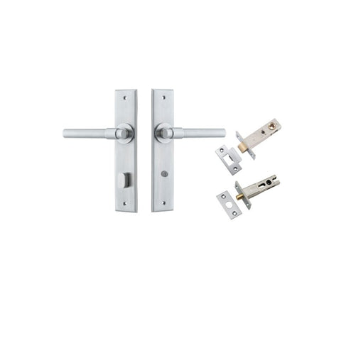 IVER Helsinki Door Lever Handle On Chamfered Backplate | Separate Privacy Kit | 7 Finishes - Brushed Chrome