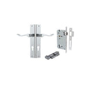 IVER Stirling Door Lever Handle On Rectangular Backplate | Entrance Kit (Key/Thumb) | 8 Finishes - Brushed Chrome
