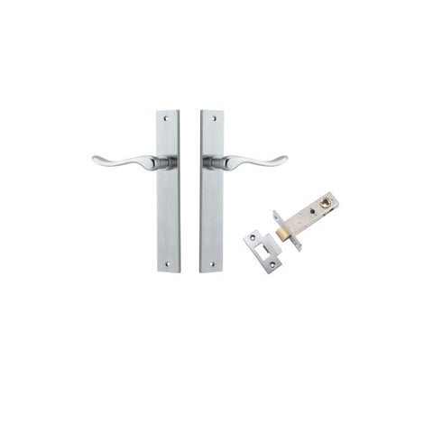 IVER Stirling Door Lever Handle On Rectangular Backplate | Passage Kit | 8 Finishes - Brushed Chrome