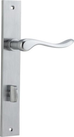 IVER Stirling Door Lever Handle On Rectangular Backplate | Privacy Lever Set Only | 8 Finishes - Brushed Chrome