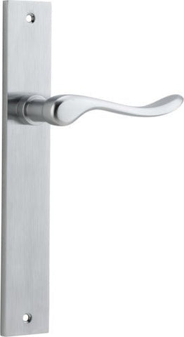 IVER Stirling Door Lever Handle On Rectangular Backplate | Passage Lever Set Only | 8 Finishes - Brushed Chrome
