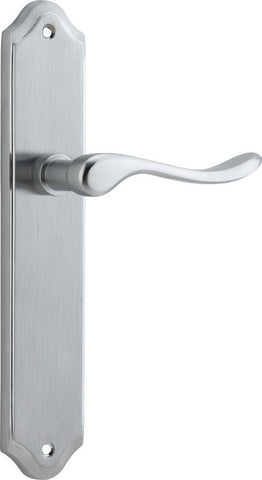 IVER Stirling Door Lever Handle On Shouldered Backplate | Passage Lever Set Only | 8 Finishes - Brushed Chrome