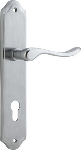 IVER Stirling Door Lever Handle On Shouldered Backplate | Entrance Lever Set Only | 8 Finishes - Brushed Chrome