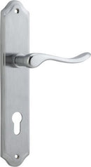IVER Stirling Door Lever Handle On Shouldered Backplate | Entrance Lever Set Only | 8 Finishes - Brushed Chrome