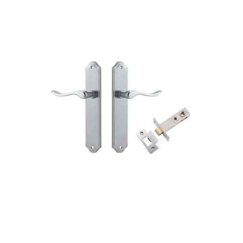 IVER Stirling Door Lever Handle On Shouldered Backplate | Passage Kit | 8 Finishes - Brushed Chrome