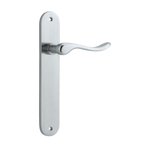 Iver Stirling Solid Brass Door Lever on Oval Backplate | Passage Lever Set Only | 8 Finishes - Brushed Chrome