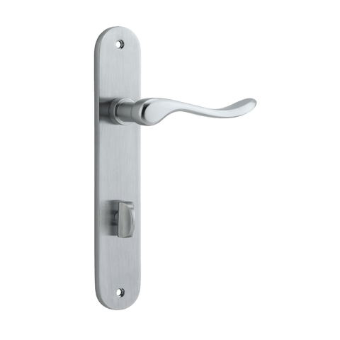 Iver Stirling Solid Brass Door Lever on Oval Backplate | Privacy Lever Set Only | 8 Finishes - Brushed Chrome