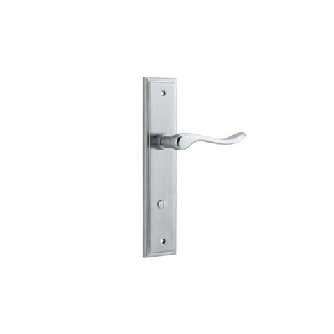 IVER Stirling Door Lever Handle On Stepped Backplate | Privacy Lever Set Only | 8 Finishes - Brushed Chrome