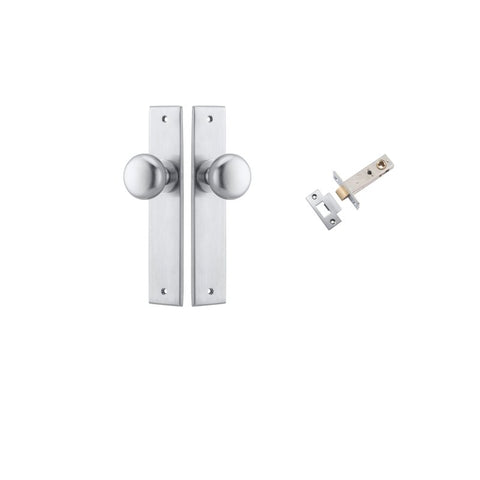 IVER Cambridge Door Knob On Chamfered Backplate | Passage Kit | 9 Finishes - Brushed Chrome