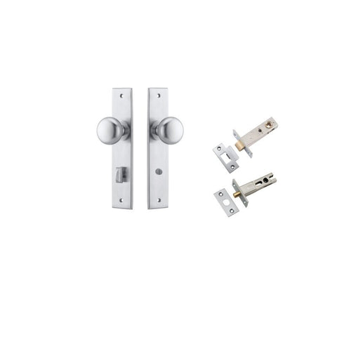 IVER Cambridge Door Knob On Chamfered Backplate | Separate Privacy Kit | 9 Finishes - Brushed Chrome
