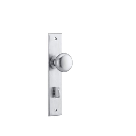 IVER Cambridge Door Knob On Chamfered Backplate | Privacy Lever Set Only | 9 Finishes - Matt Black