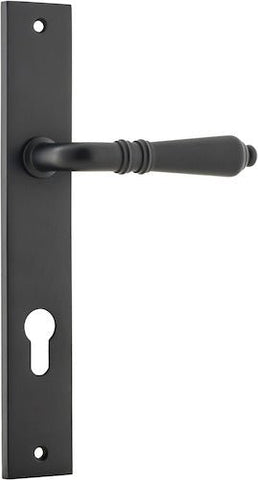 IVER Sarlat Lever Door Handle On Rectangular Backplate | Entrance Lever Set Only | 10 Finishes - Matt Black