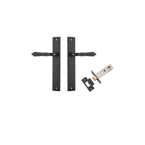 IVER Sarlat Lever Door Handle On Rectangular Backplate | Passage Kit | 10 Finishes - Matt Black