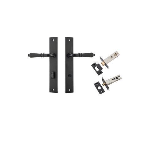 IVER Sarlat Lever Door Handle On Rectangular Backplate | Separate Privacy Kit | 10 Finishes - Matt Black