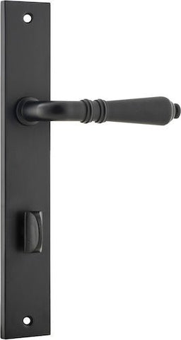 IVER Sarlat Lever Door Handle On Rectangular Backplate | Privacy Lever Set Only | 10 Finishes - Matt Black
