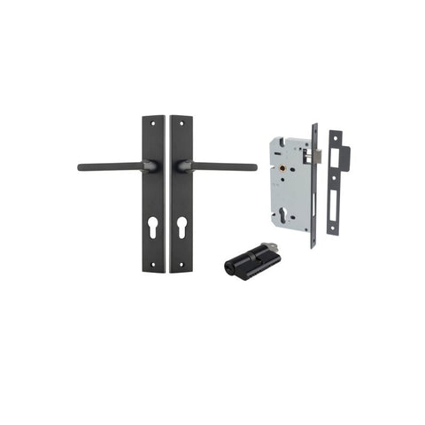 IVER Baltimore Door Lever Handle On Rectangular Backplate | Entrance Kit (Key/Key) | 7 Finishes - Matt Black