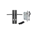 IVER Baltimore Door Lever Handle On Rectangular Backplate | Entrance Kit (Key/Thumb) | 7 Finishes - Matt Black