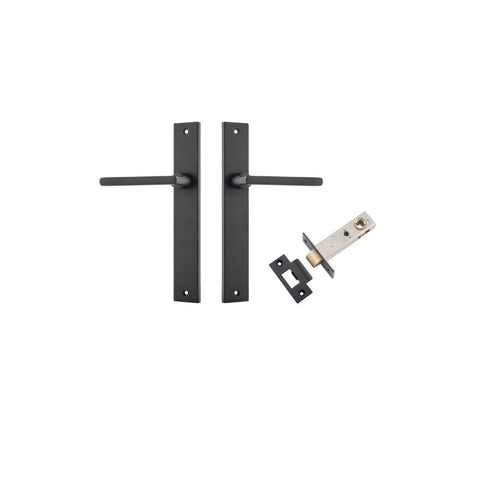 IVER Baltimore Door Lever Handle On Rectangular Backplate | Passage Kit | 7 Finishes - Matt Black