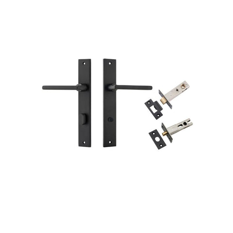 IVER Baltimore Door Lever Handle On Rectangular Backplate | Separate Privacy Kit | 7 Finishes - Matt Black