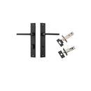 IVER Baltimore Door Lever Handle On Rectangular Backplate | Separate Privacy Kit | 7 Finishes - Matt Black
