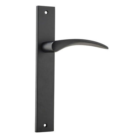 IVER Oxford Door Lever Handle On Rectangular Backplate | Passage Lever Set Only | 4 Finishes - Matt Black