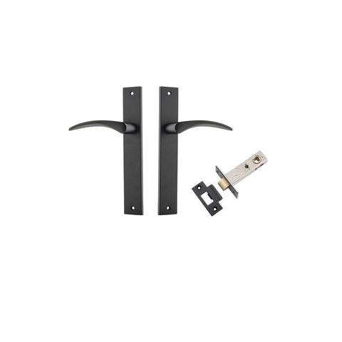 IVER Oxford Door Lever Handle On Rectangular Backplate | Passage Kit | 4 Finishes - Matt Black