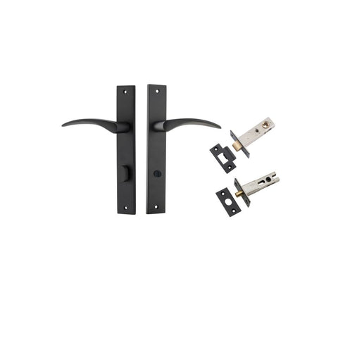 IVER Oxford Door Lever Handle On Rectangular Backplate | Separate Privacy Kit | 4 Finishes - Matt Black