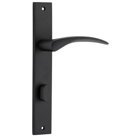 IVER Oxford Door Lever Handle On Rectangular Backplate | Privacy Lever Set Only | 4 Finishes - Matt Black