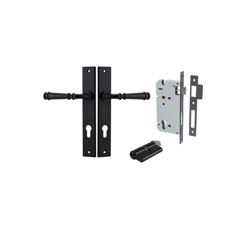 IVER Verona Door Lever Handle On Rectangular Backplate | Entrance Kit (Key/Key) | 9 Finishes - Matt Black