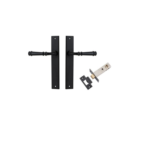 IVER Verona Door Lever Handle On Rectangular Backplate | Passage Kit | 9 Finishes - Matt Black