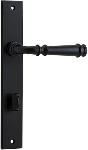 IVER Verona Door Lever Handle On Rectangular Backplate | Privacy Lever Set Only | 9 Finishes - Matt Black