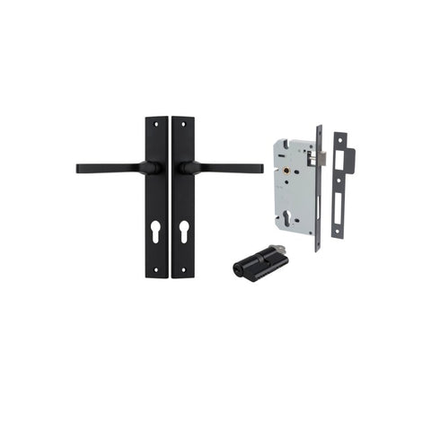 IVER Annecy Door Lever Handle On Rectangular Backplate | Entrance Kit (Key/Key) | 9 Finishes - Matt Black
