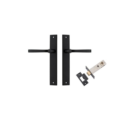 IVER Annecy Door Lever Handle On Rectangular Backplate | Passage Kit | 9 Finishes - Matt Black