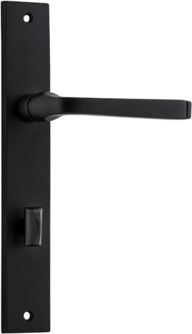 IVER Annecy Door Lever Handle On Rectangular Backplate | Privacy Lever Set Only | 9 Finishes - Matt Black
