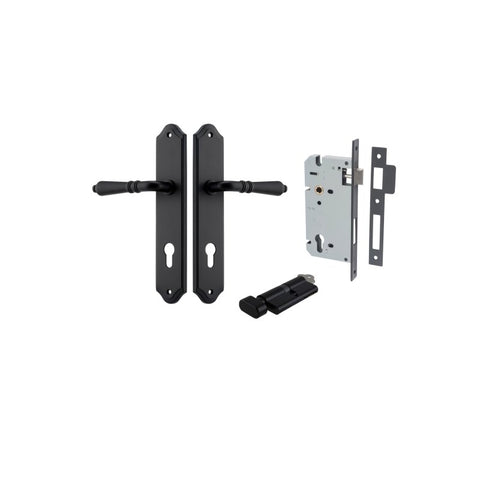 IVER Sarlat Lever Door Handle On Shouldered Backplate | Entrance Kit (Key/Thumb) | 10 Finishes - Matt Black