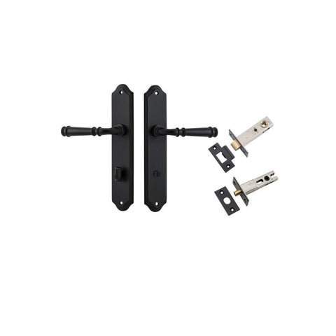 IVER Verona Door Lever Handle On Shouldered Backplate | Separate Privacy Kit | 9 Finishes - Matt Black