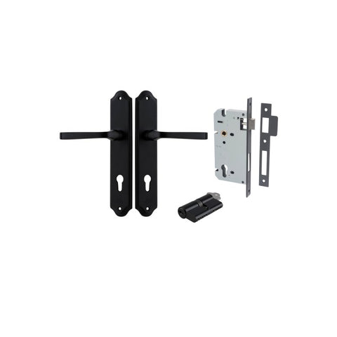 IVER Annecy Door Lever Handle On Shouldered Backplate | Entrance Kit (Key/Key) | 9 Finishes - Matt Black