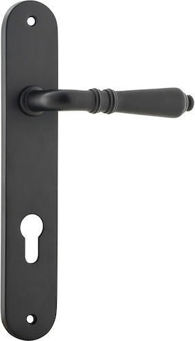 Iver Sarlat Solid Brass Door Lever on Oval Backplate | Entrance Lever Set Only | 10 Finishes - Matt Black